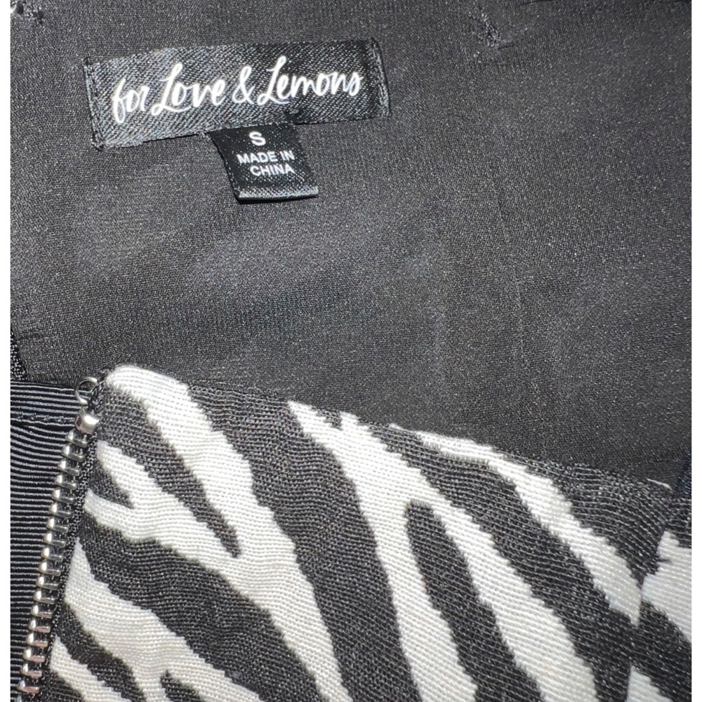 For Love & Lemons Black & White Lyla Zebra Mini Dress (Small) - Picture 3 of 3